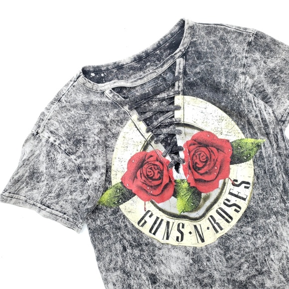 Tops - Guns 'n Roses Charcoal Laced Short Sleeve Tee